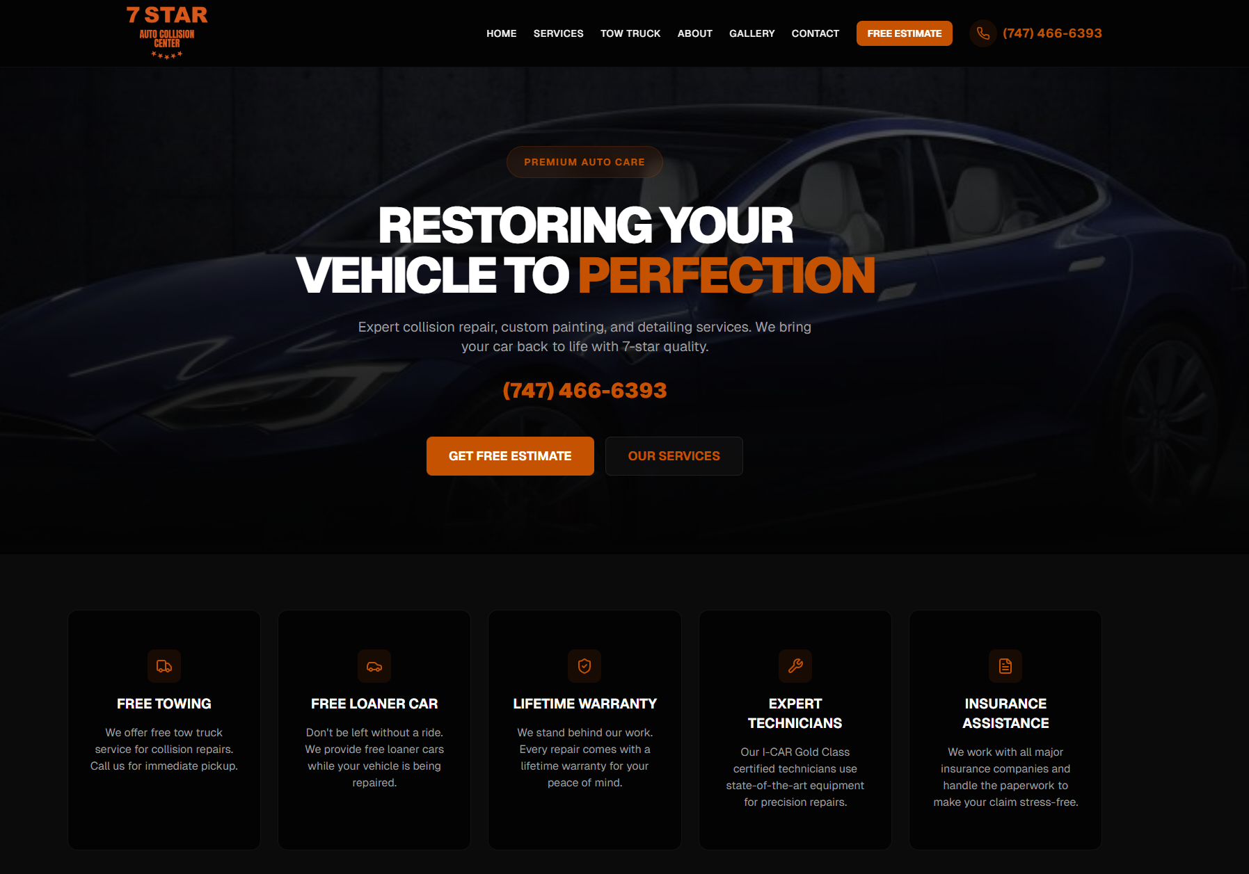 7 Star Auto Collision Center Website